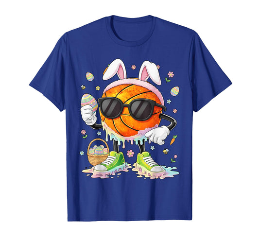 Happy Easter Funny Easter Bunny Basketball Men Boy Kid T-Shirt