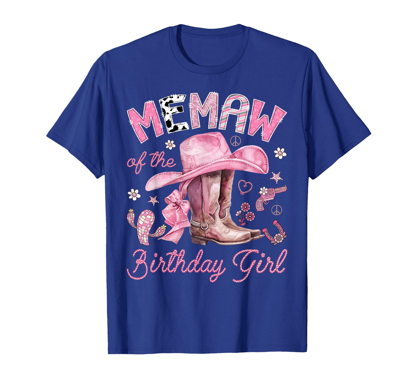 Memaw of The Birthday Girl Pink Cowgirl Western Rodeo T-Shirt