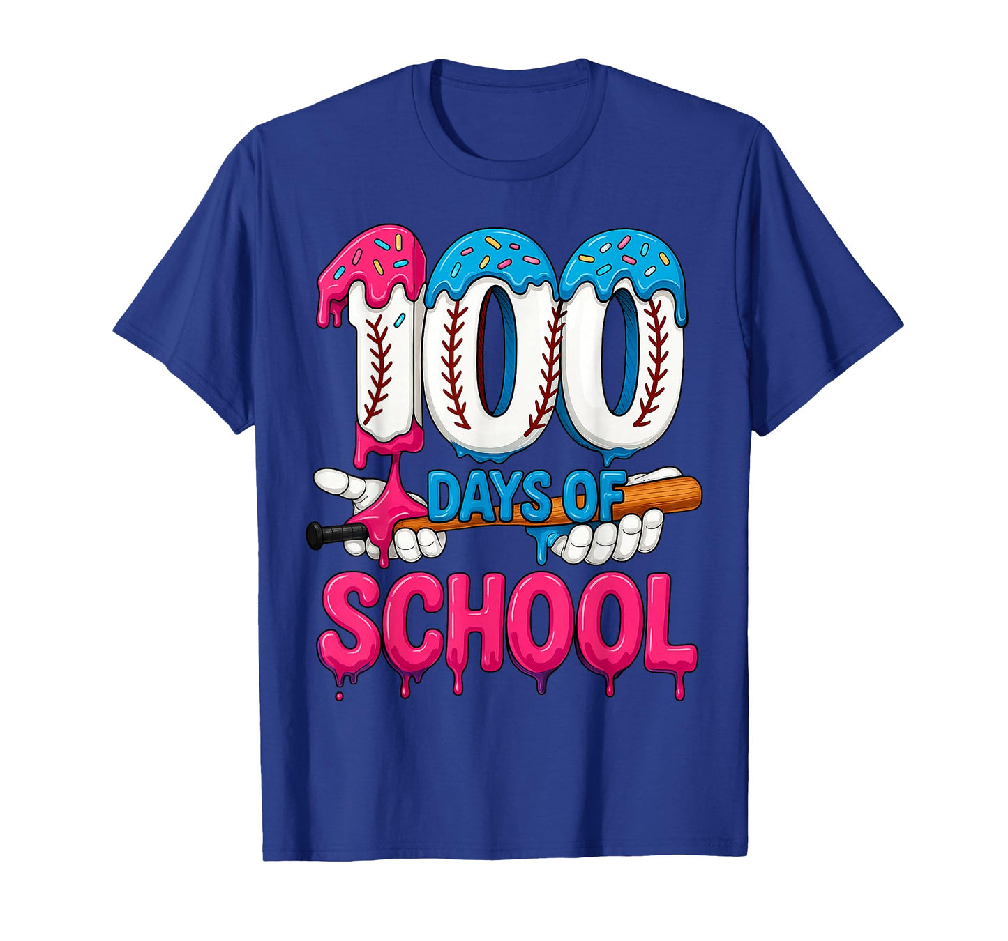 100 Days of School Baseball Ice Cream Teacher Student T-Shirt