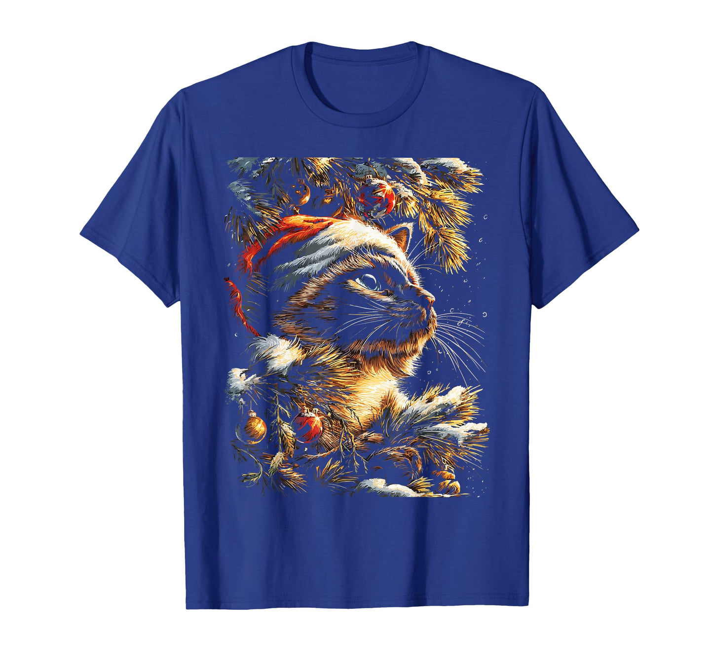 Christmas Siamese Cat with Santa Hat Festive Winter Kitten T-Shirt