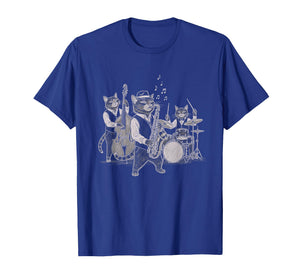 Cats Playing Jazz Saxophone Drums Art Music Lover T-Shirt