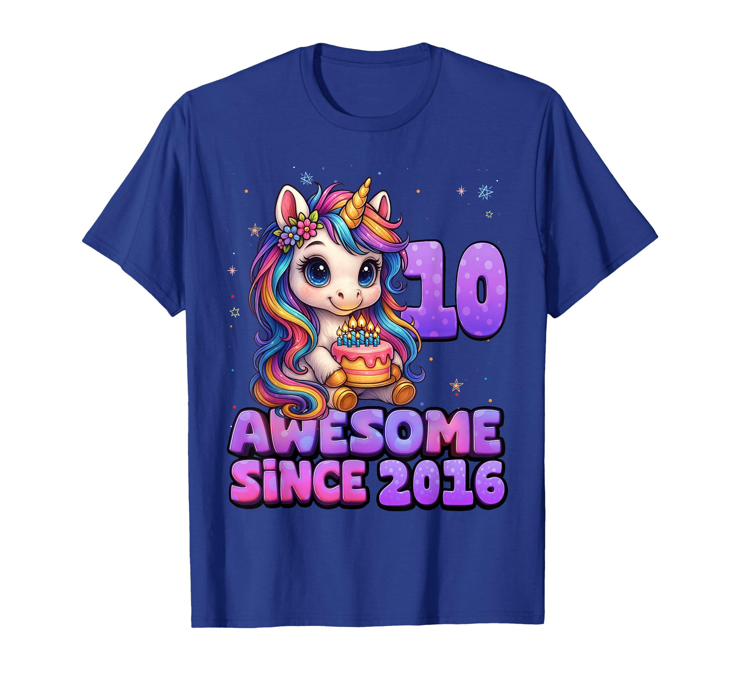10 Year Old Awesome Since 2016 Unicorn 10th Birthday Girl T-Shirt