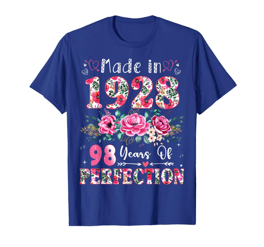 98 Year Old Made in 1928 Floral 98th Birthday Women T-Shirt