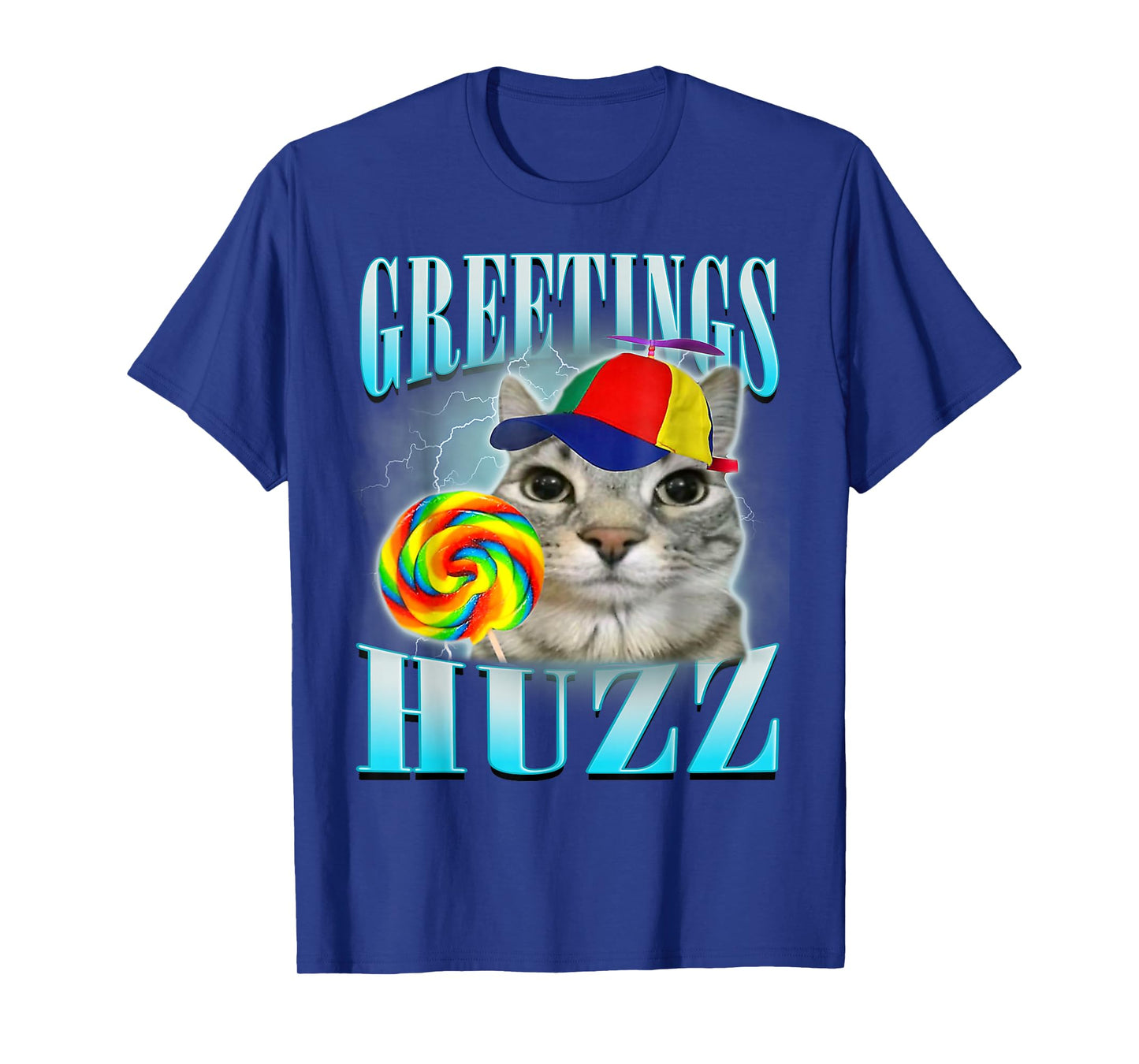Lollipop Cat Meme Greetings Huzz Funny Silly Cats Humor T-Shirt