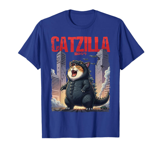 Catzilla Japanese Art Funny Cute Cat for Kids Boys Girls T-Shirt