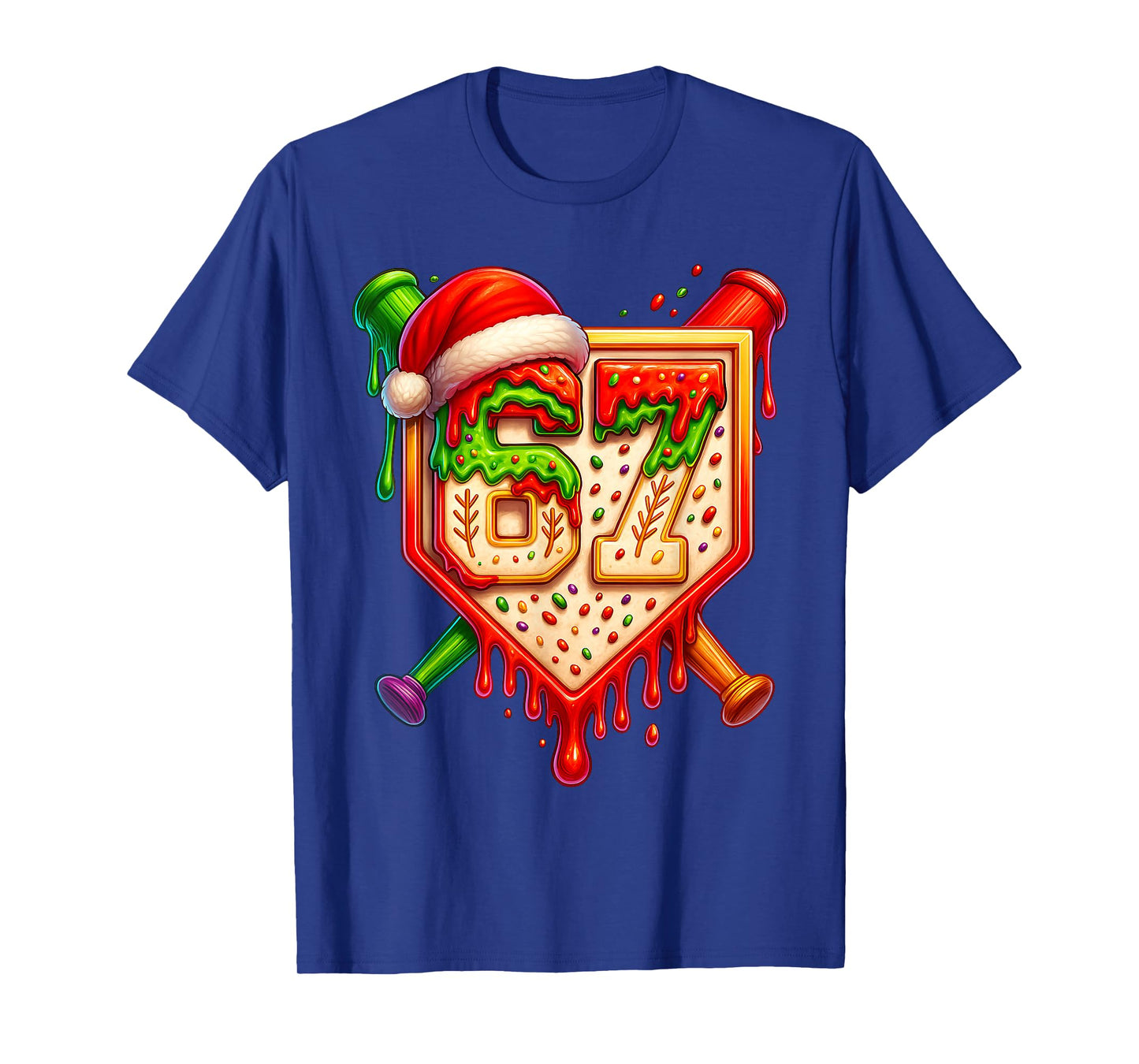 Baseball Ice Cream Drip Number 67 Six Seven Meme Christmas T-Shirt