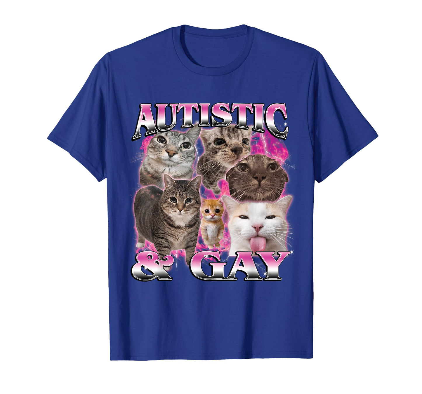 Autistic and Gay Funny Stupid Dank Cat Meme Bootleg Graphic T-Shirt