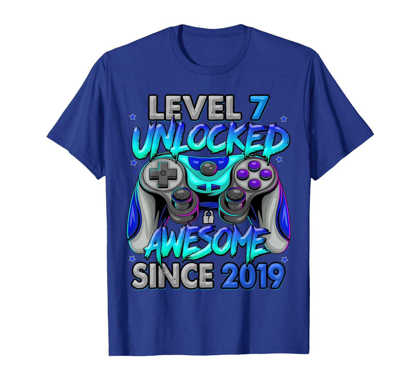 Level 7 Unlocked Awesome Since 2019 7th Birthday Gaming T-Shirt