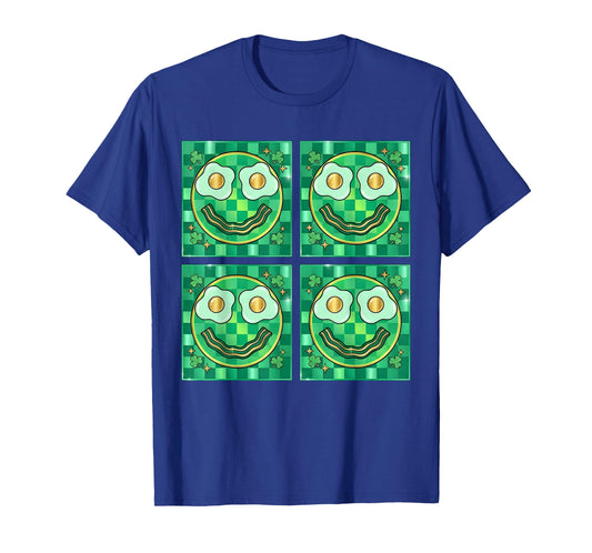 Retro Green Face Eggs and Bacon Breakfast St Patricks T-Shirt