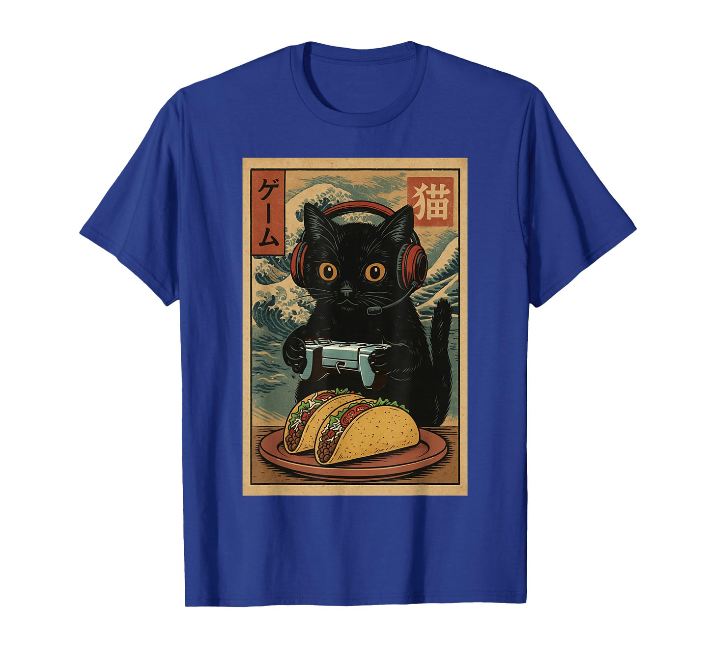 Cute Kawaii Gamer Cat Funny Taco Retro Japanese Cat Gaming T-Shirt