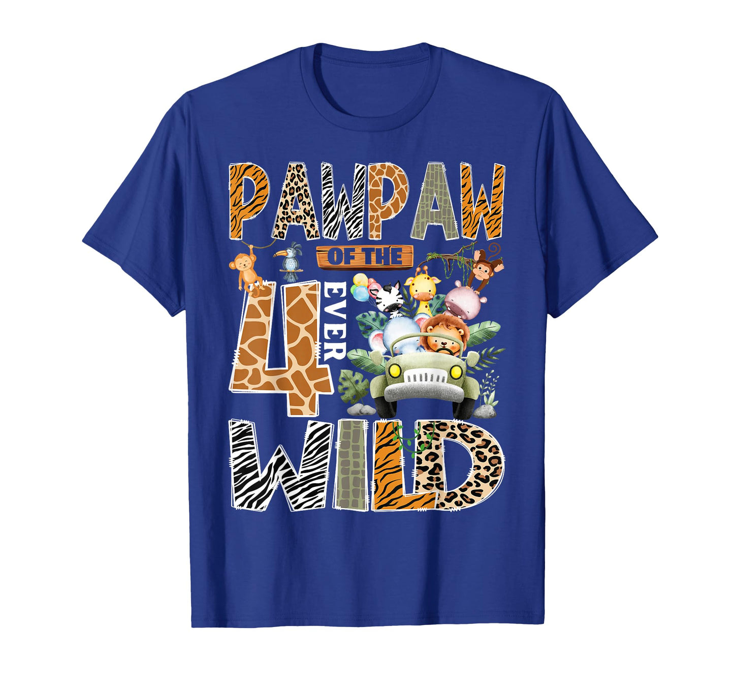 Pawpaw of The Four Ever Wild Safari Jungle 4th Birthday Boy T-Shirt