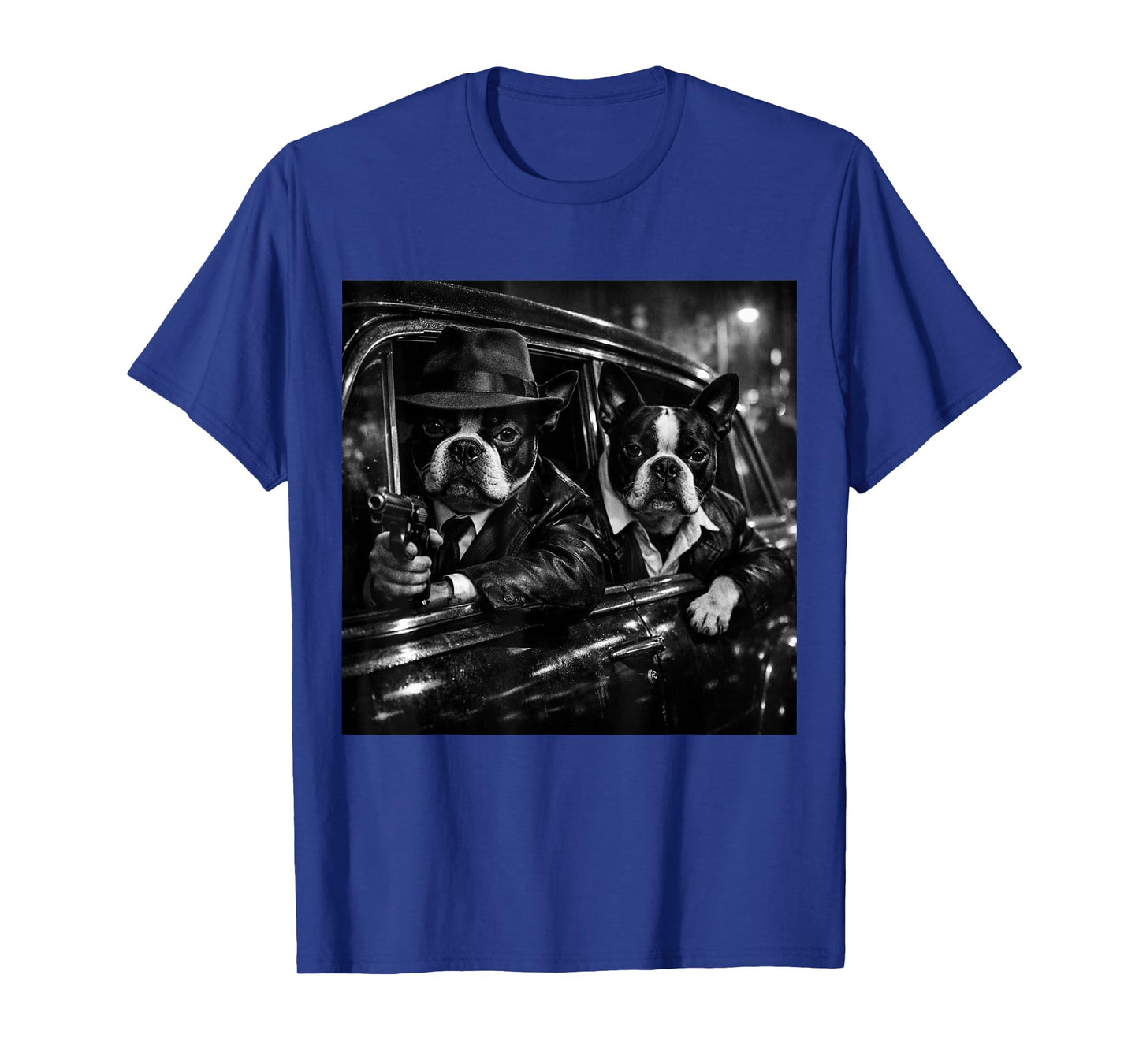 Funny Gangster Boston Terrier Street Noir Dog Design T-Shirt