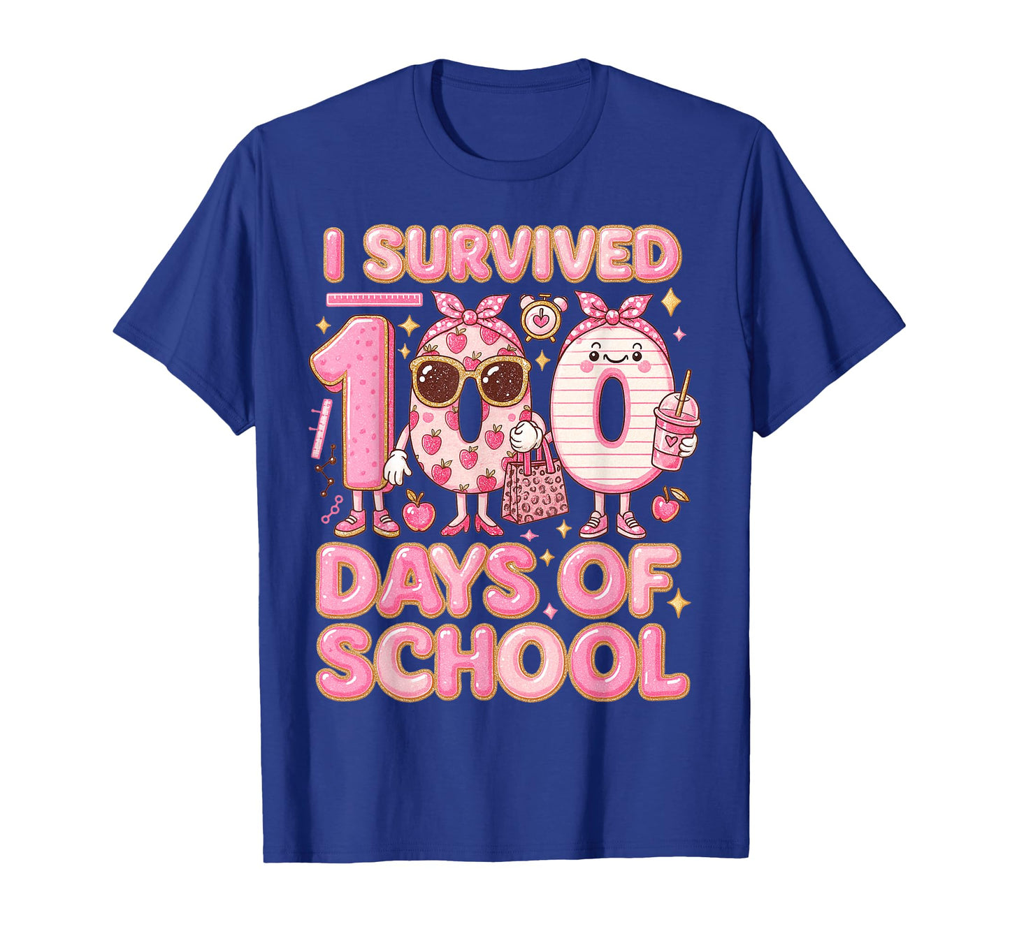 Preppy I Survived 100 Days of School Teacher Women T-Shirt