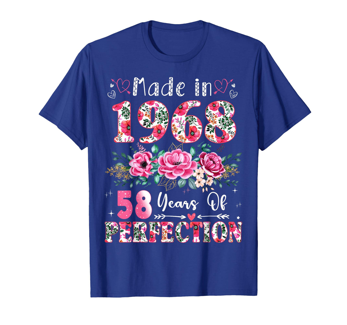 58 Year Old Made in 1968 Floral 58th Birthday Women T-Shirt