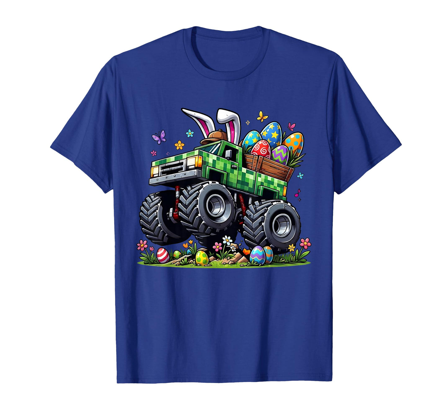 Easter Monster Truck Bunny Pixel Gamer Egg Hunt Boys Kids T-Shirt
