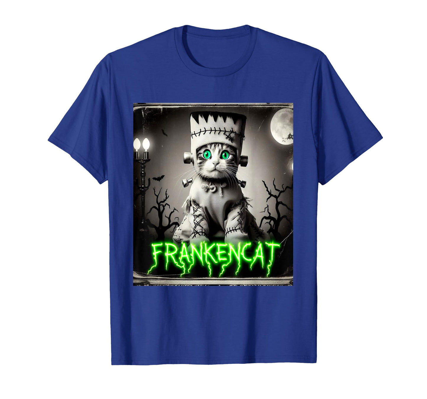 Frankencat Frankenstein Cat Vintage Photo Halloween Funny T-Shirt