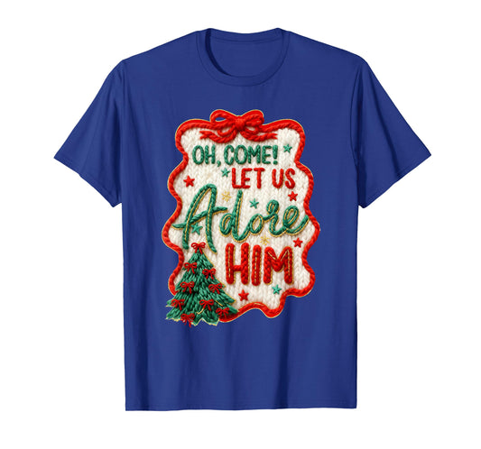 Oh Come Let Us Adore Him Christian Jesus Christmas Holiday T-Shirt