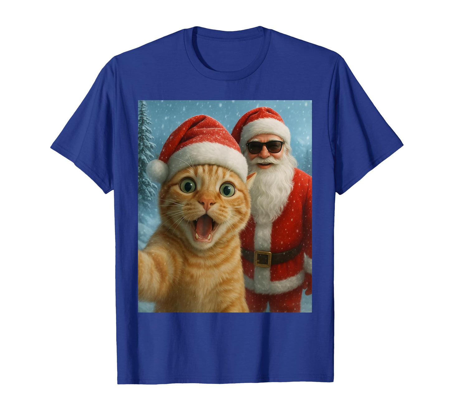 Funny Cat Selfie with Santa Claus Christmas Meme Xmas Kids T-Shirt