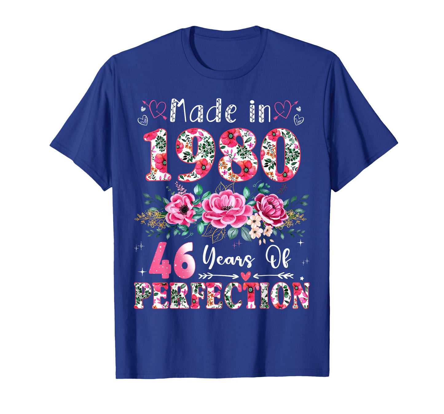 46 Year Old Made in 1980 Floral 46th Birthday Women T-Shirt