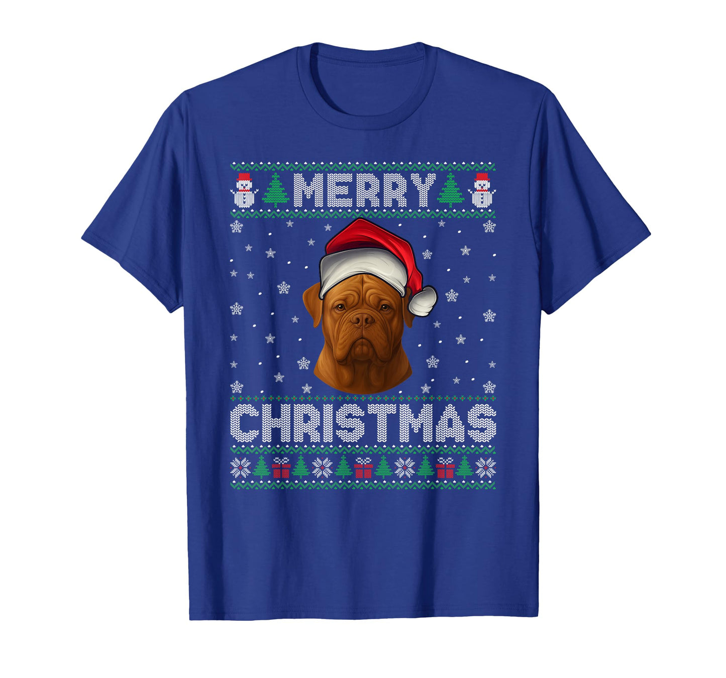 Merry Christmas 2025 Dogue De Bordeaux Santa Hat Ugly Xmas T-Shirt