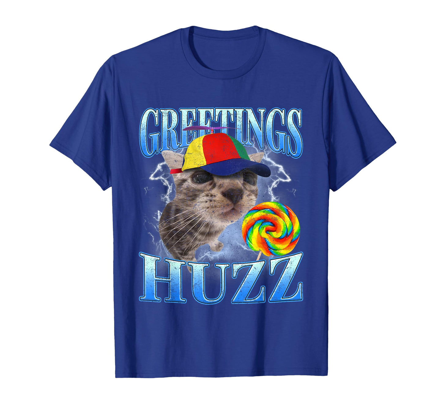 Greetings Huzz Retro Lollipop Cat Meme Funny Gen Z Alpha T-Shirt