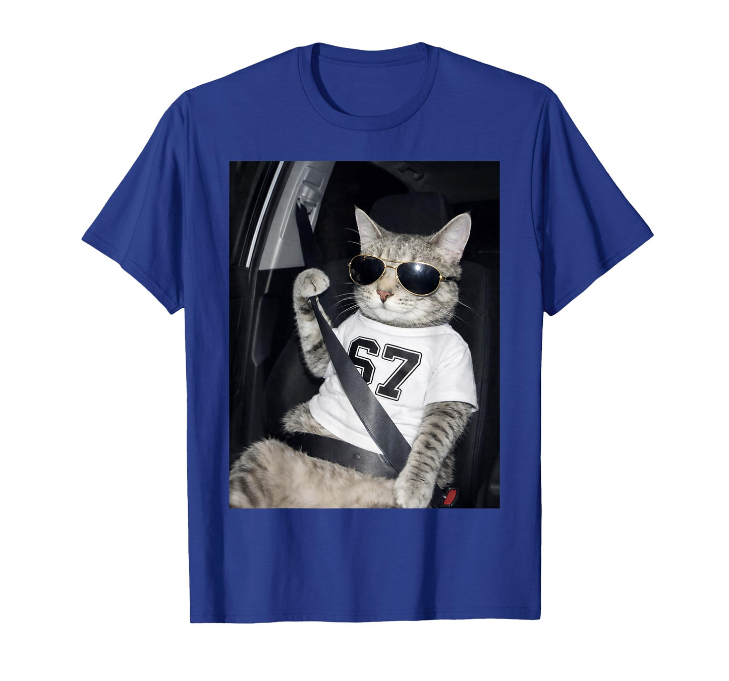 Funny 67 Cat Wearing Sunglasses Six Seven 6 7 Cool Cat Meme T-Shirt