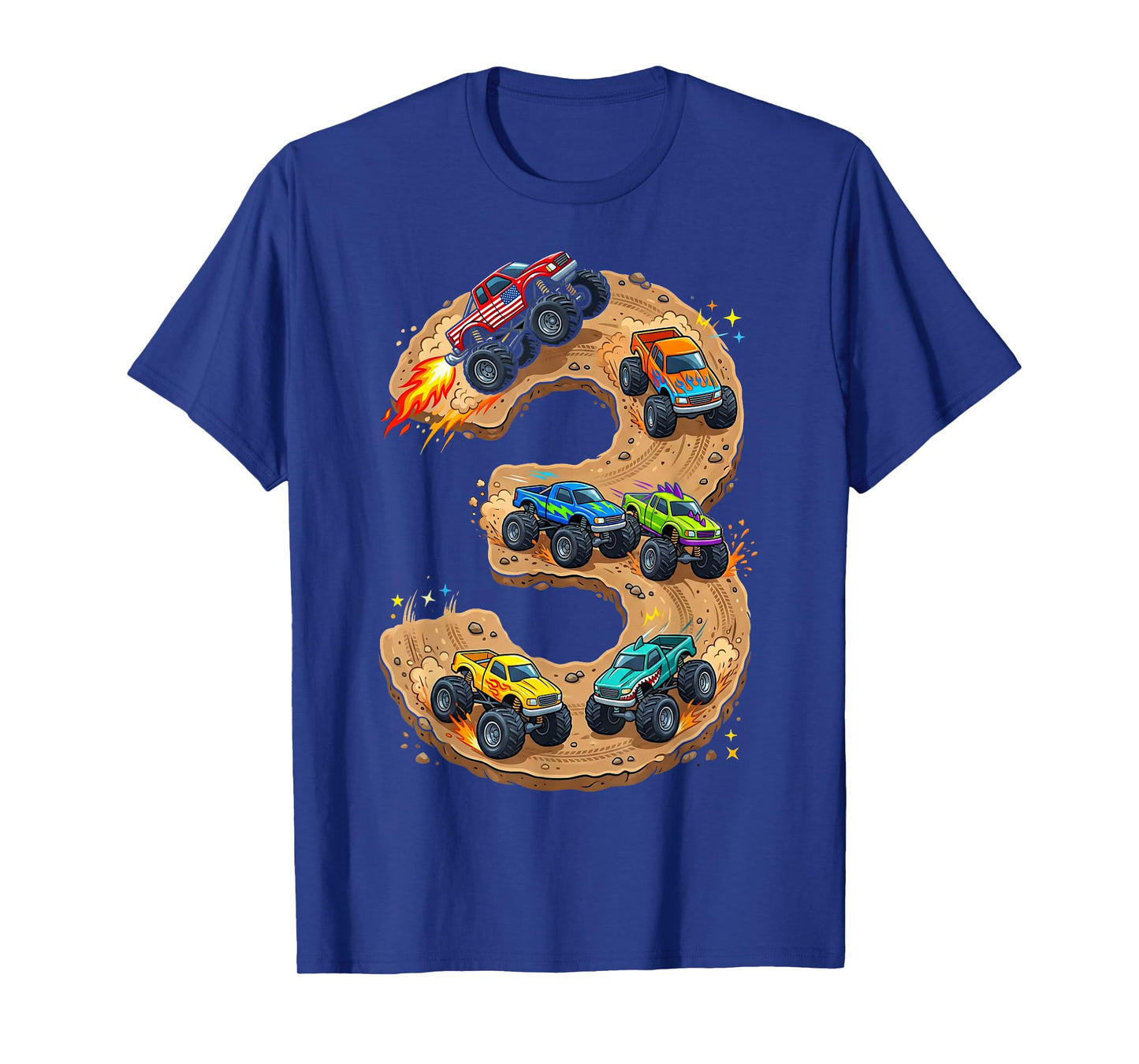3 Year Old Monster Truck Boy Toddler 3rd Birthday Party T-Shirt