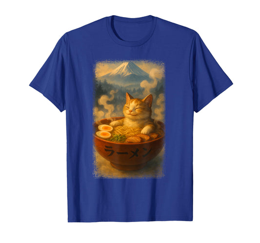 Cute Noodle Bowl Beside Mountain Kawaii Japanese Ramen Cat T-Shirt