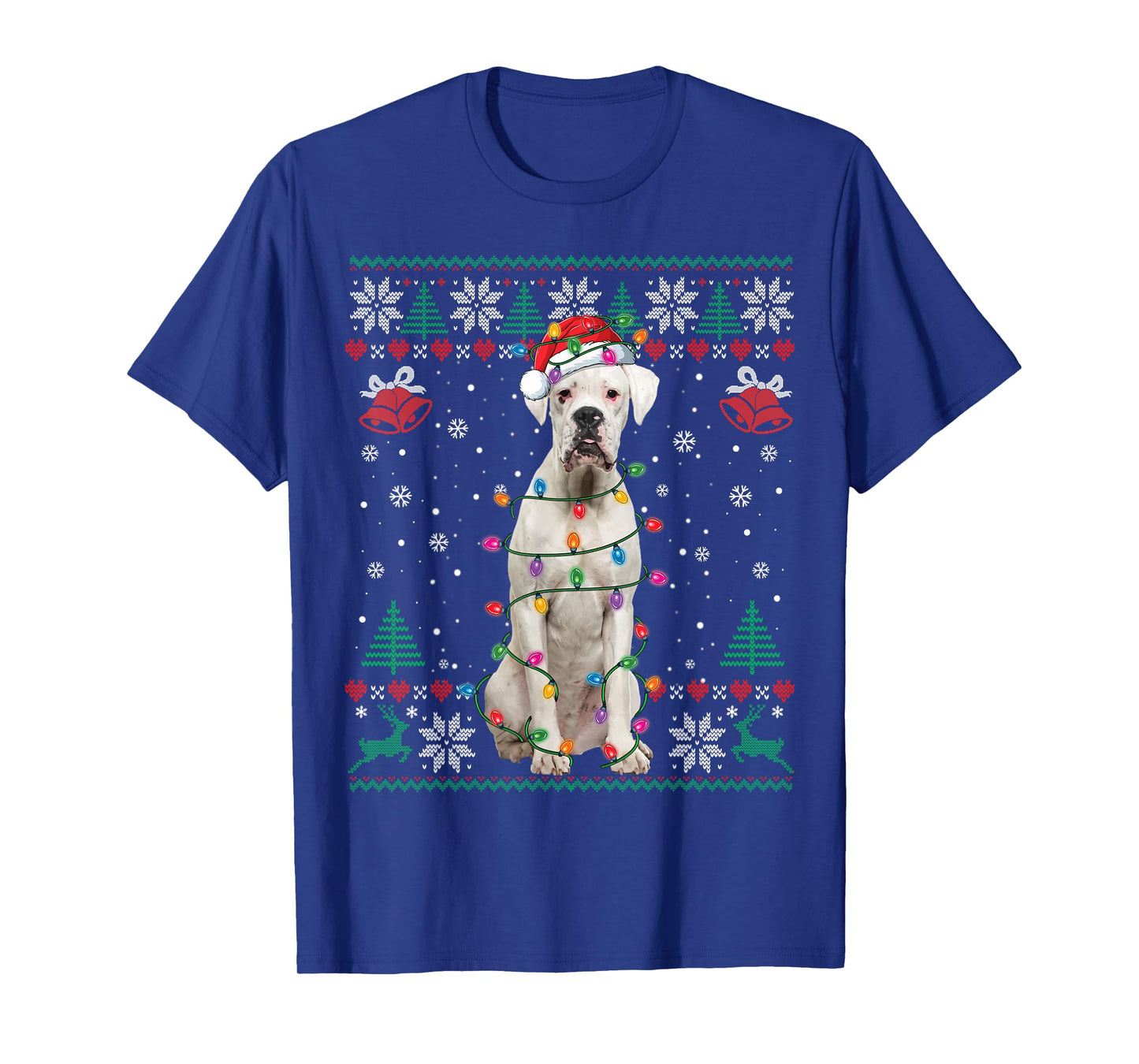 White Boxer Dog Ugly Christmas Sweater Funny Xmas T-Shirt