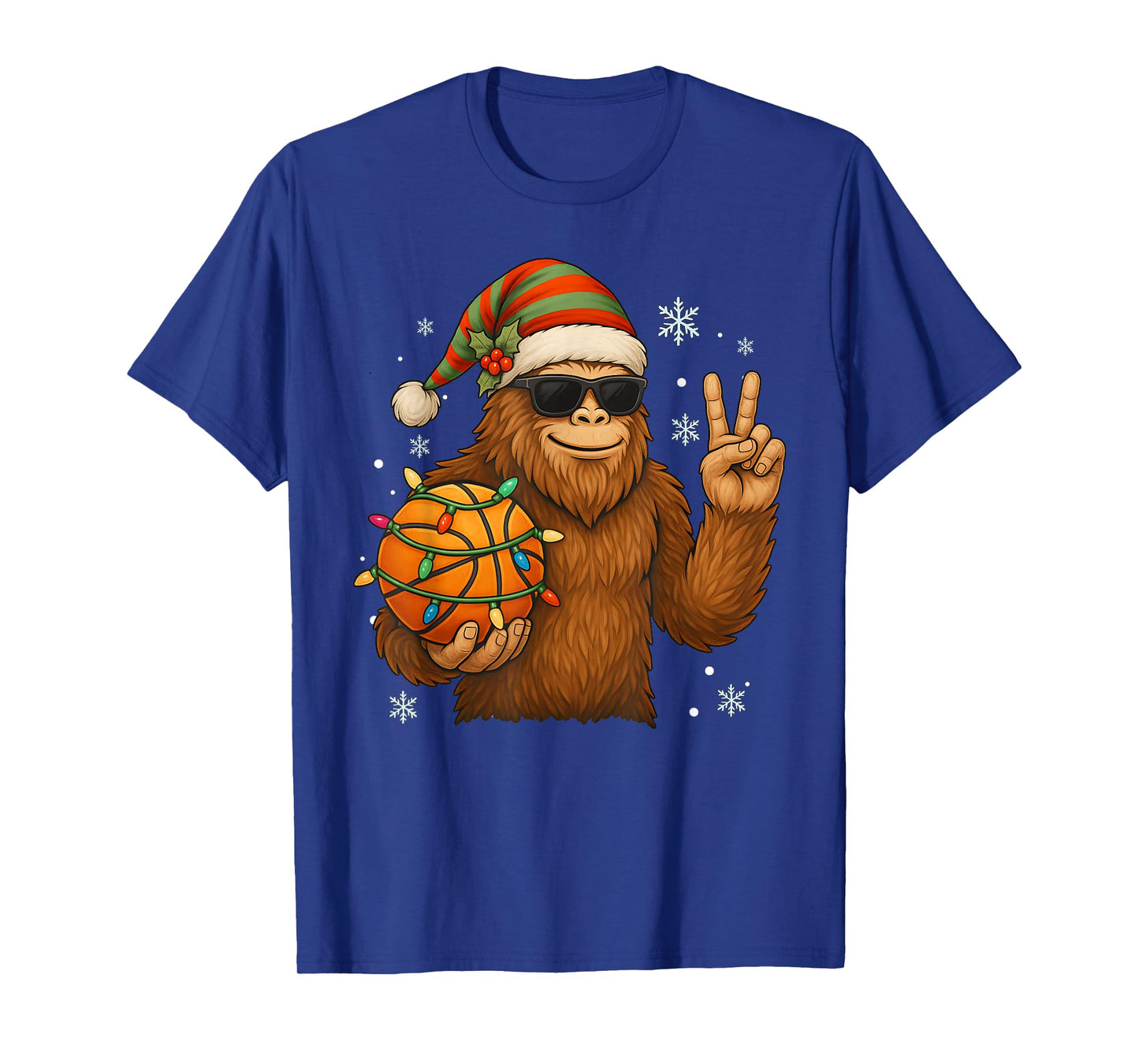 Bigfoot Santa Basketball Christmas T-Shirt