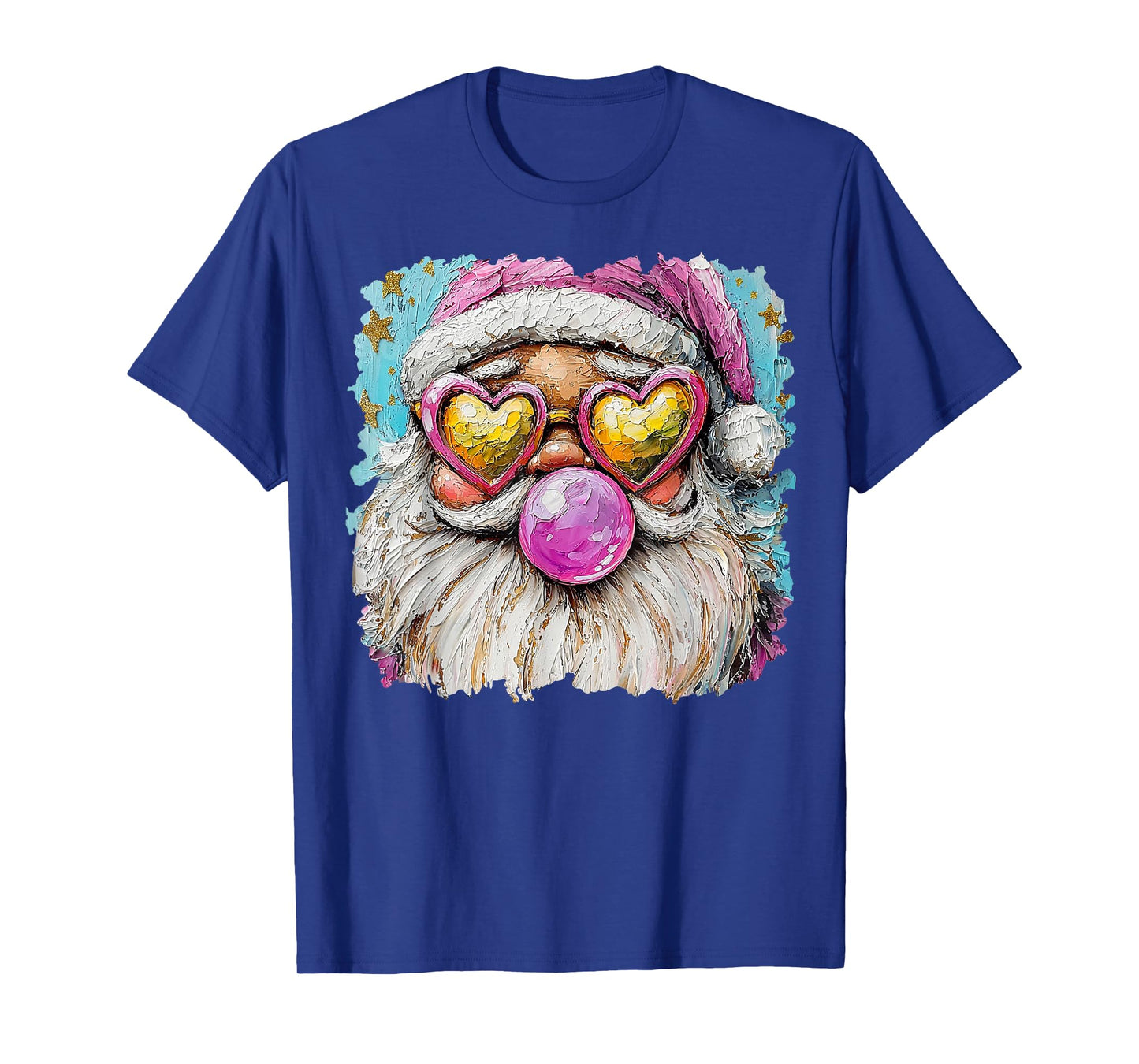 Santa Heart Glasses Christmas Art T-Shirt