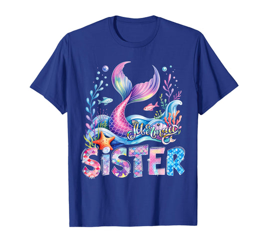 Mermaid Sister Family Matching Birthday Girl Party T-Shirt