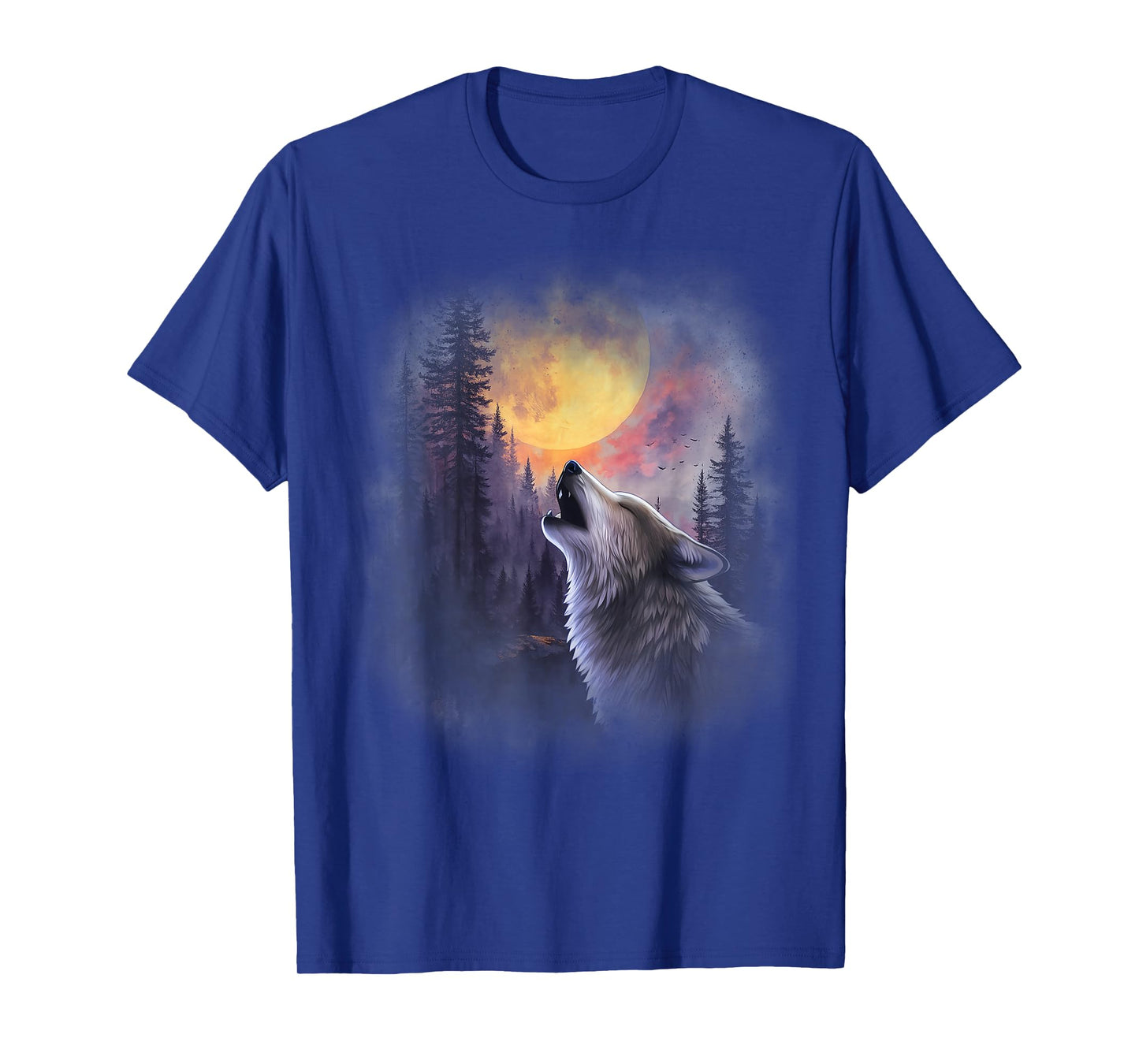 Wolf Howling Moon Forest Nature Wildlife Animal Lovers T-Shirt