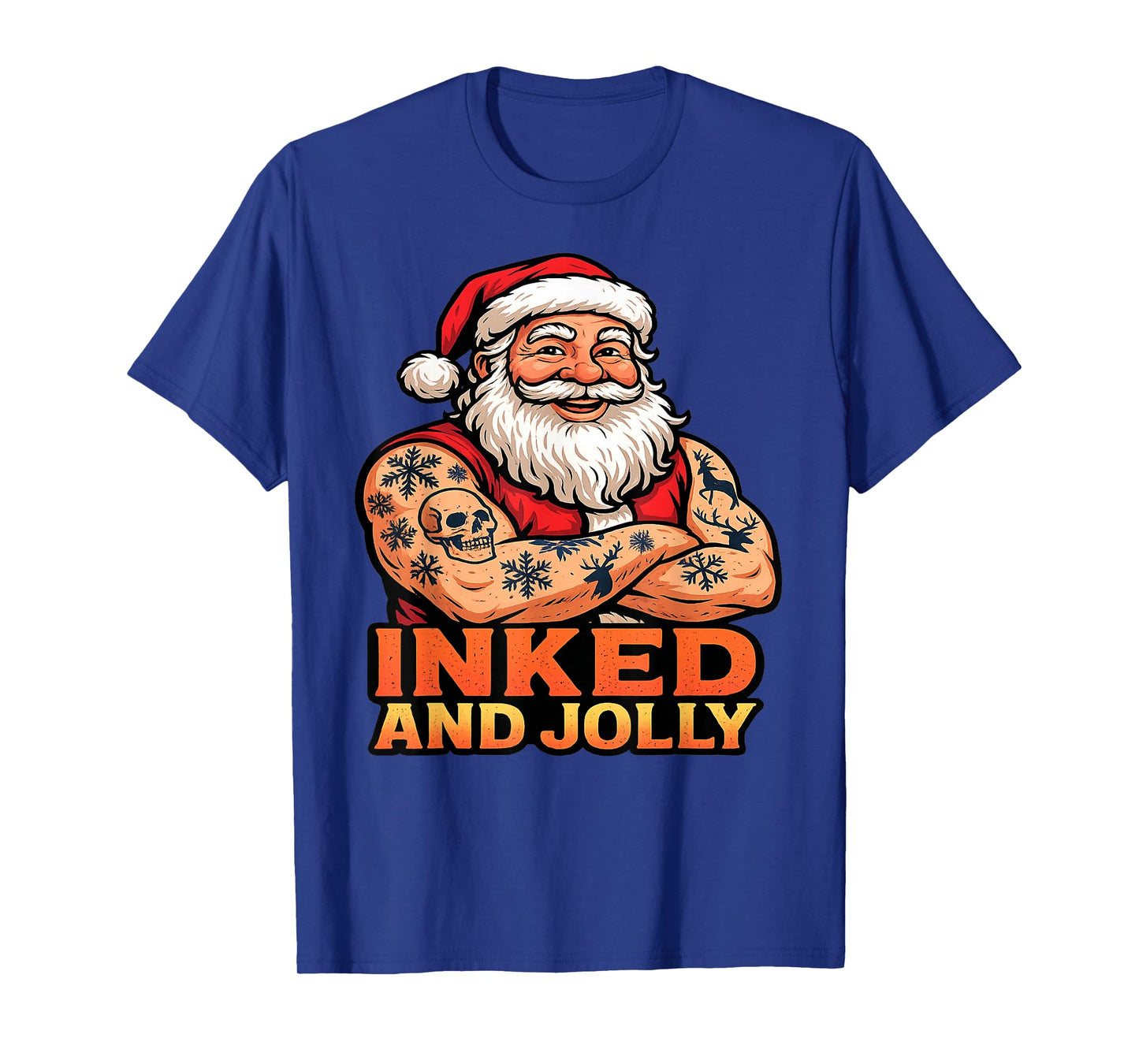 Inked and Jolly Funny Tattooed Santa Christmas Tattoo T-Shirt