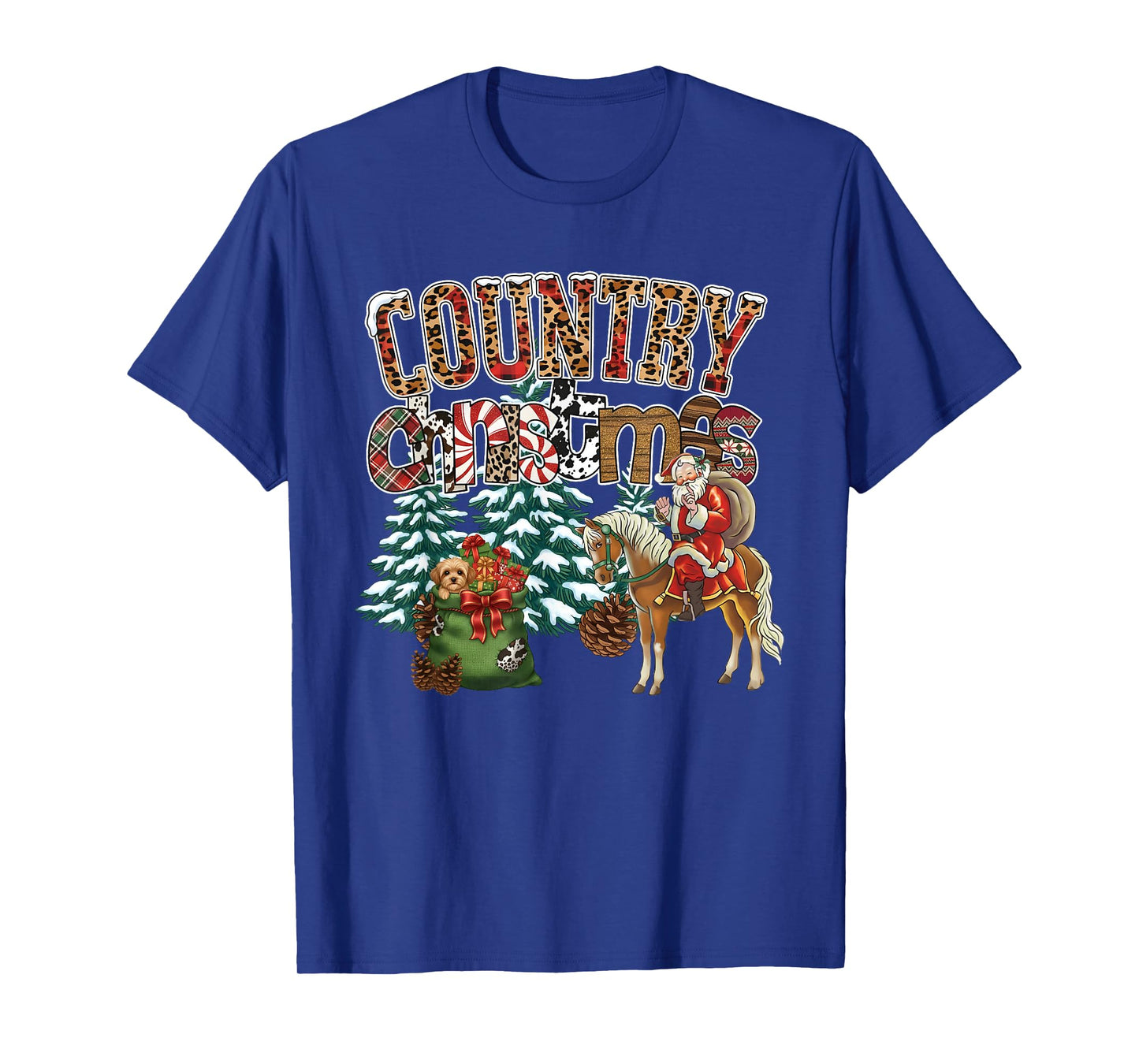 Country Christmas Santa Horse Western Holiday Men Women T-Shirt