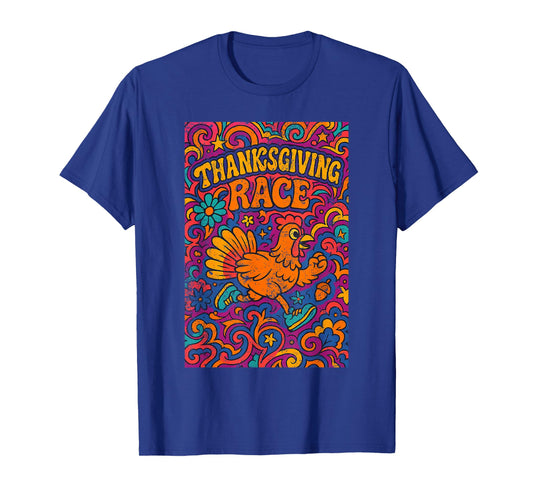 Thanksgiving Day Turkey Trot Cute Retro Psychedelic Style T-Shirt