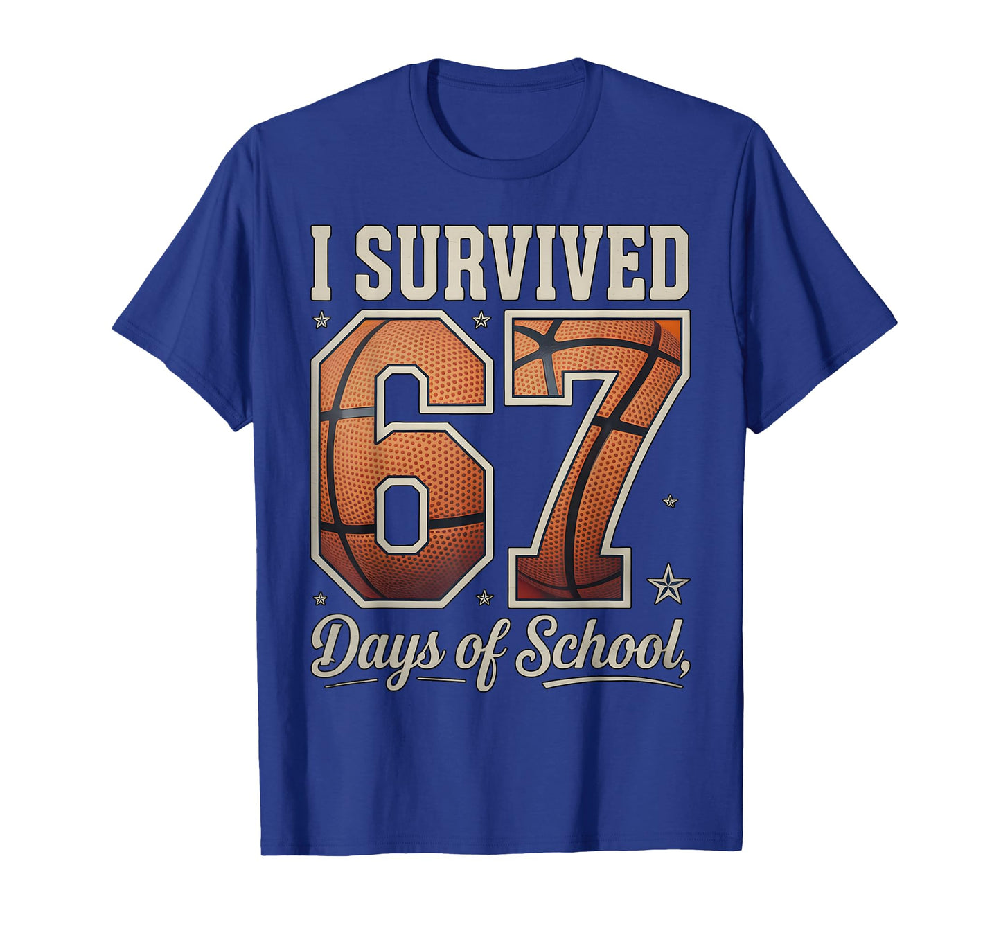 I Survived 67 Days of School Basketball Teacher Student Crew T-Shirt