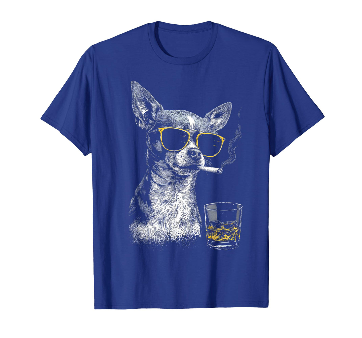 Chihuahua Smoking Cigarette Whisky Lover Funny Dog T-Shirt