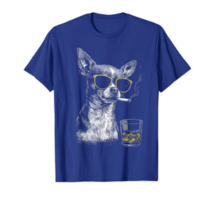 Chihuahua Smoking Cigarette Whisky Lover Funny Dog T-Shirt