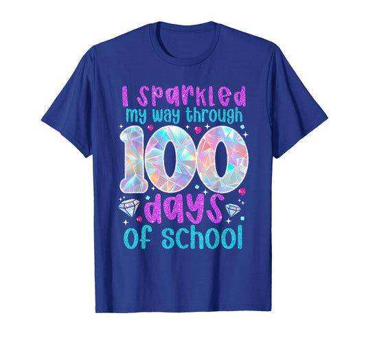I Sparkled My Way Through 100 Days of School Funny Print T-Shirt
