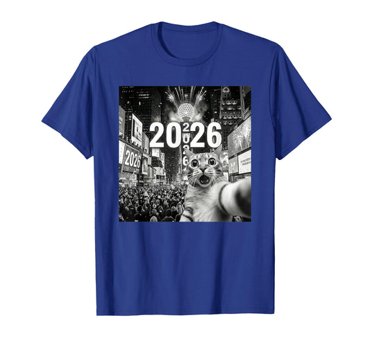Cat Selfie at New York Happy New Years Eve 2026 Ball Drop T-Shirt