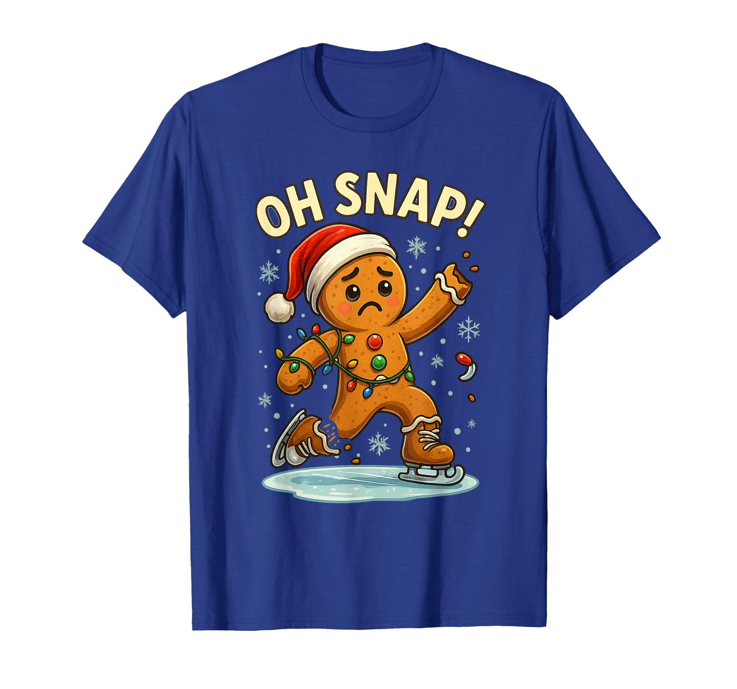Oh Snap Funny Gingerbread Ice Skating Christmas Lights T-Shirt
