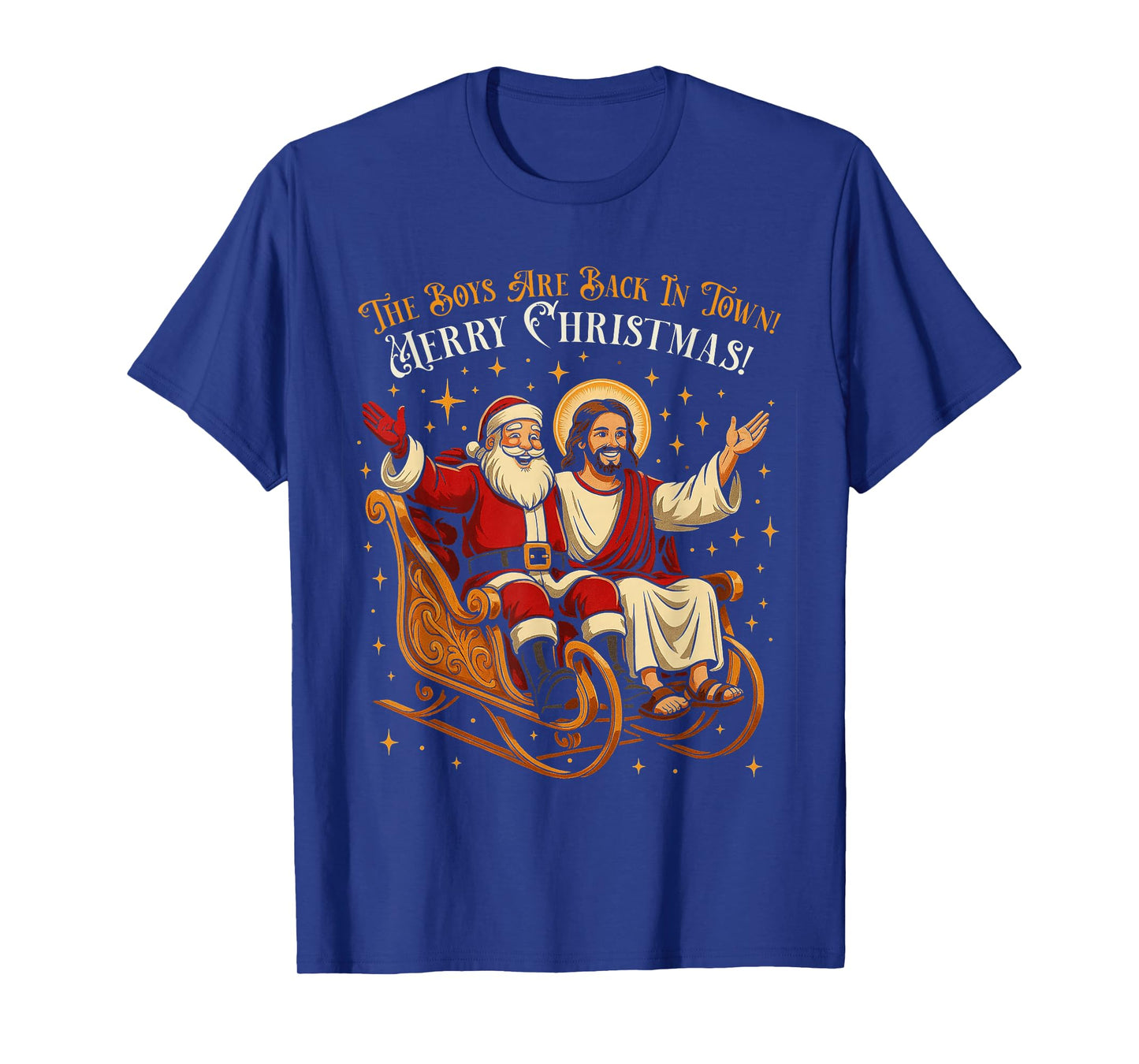 Jesus and Santa The Boys are Back in Town Funny Christmas T-Shirt
