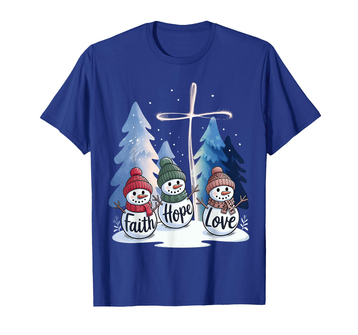 Jesus Faith Hope Love Snowman Merry T-Shirt