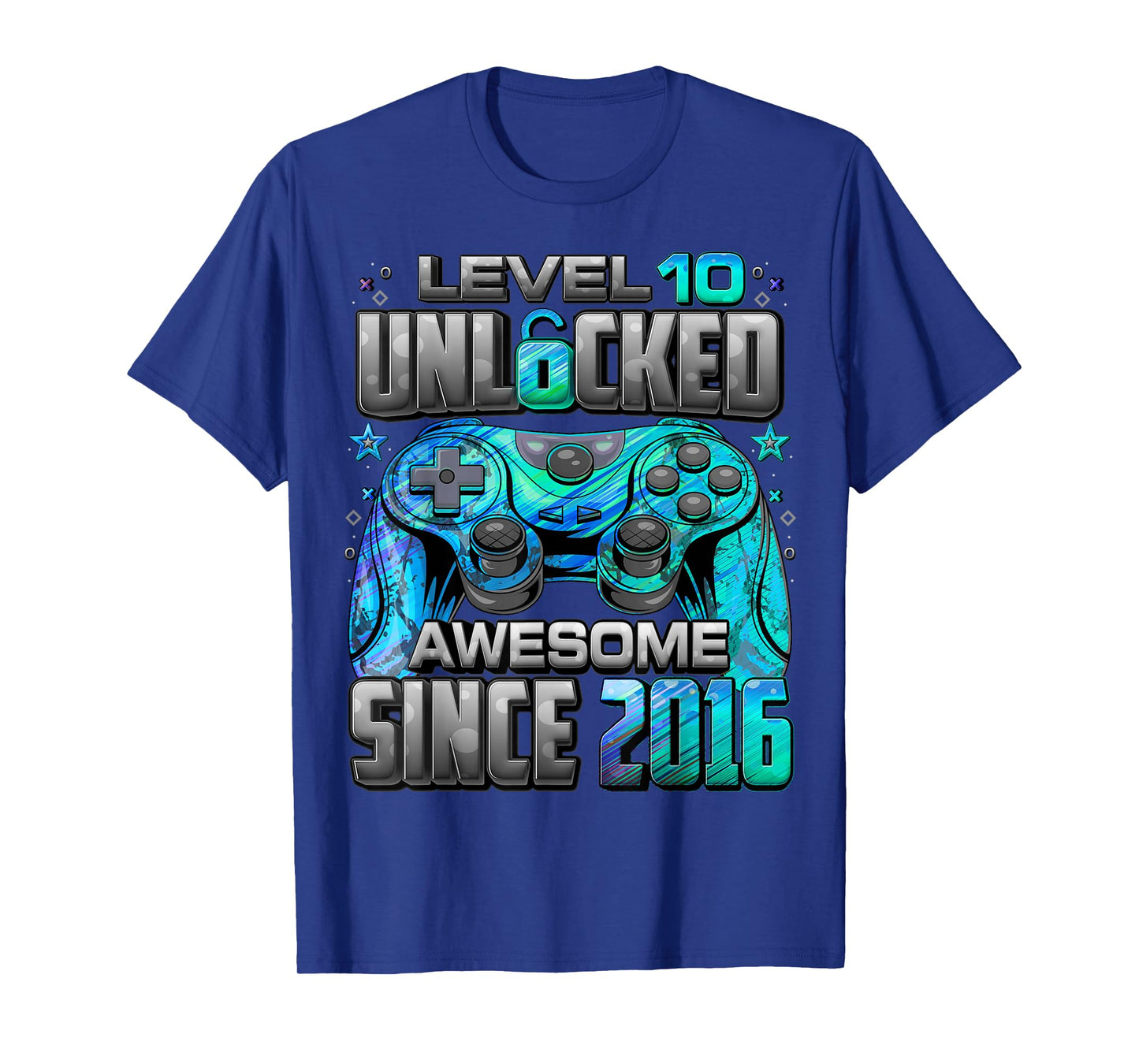 Level 10 Unlocked Awesome Since 2016 10th Birthday Gaming T-Shirt
