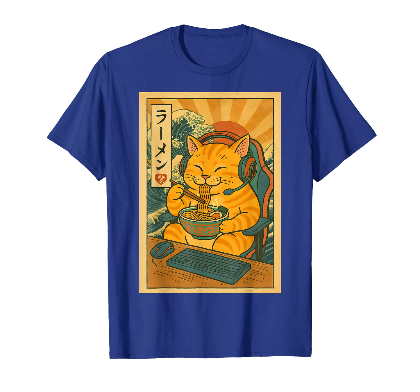 Cute Kawaii Gamer Cat Funny Ramen Japanese Cat Gaming T-Shirt