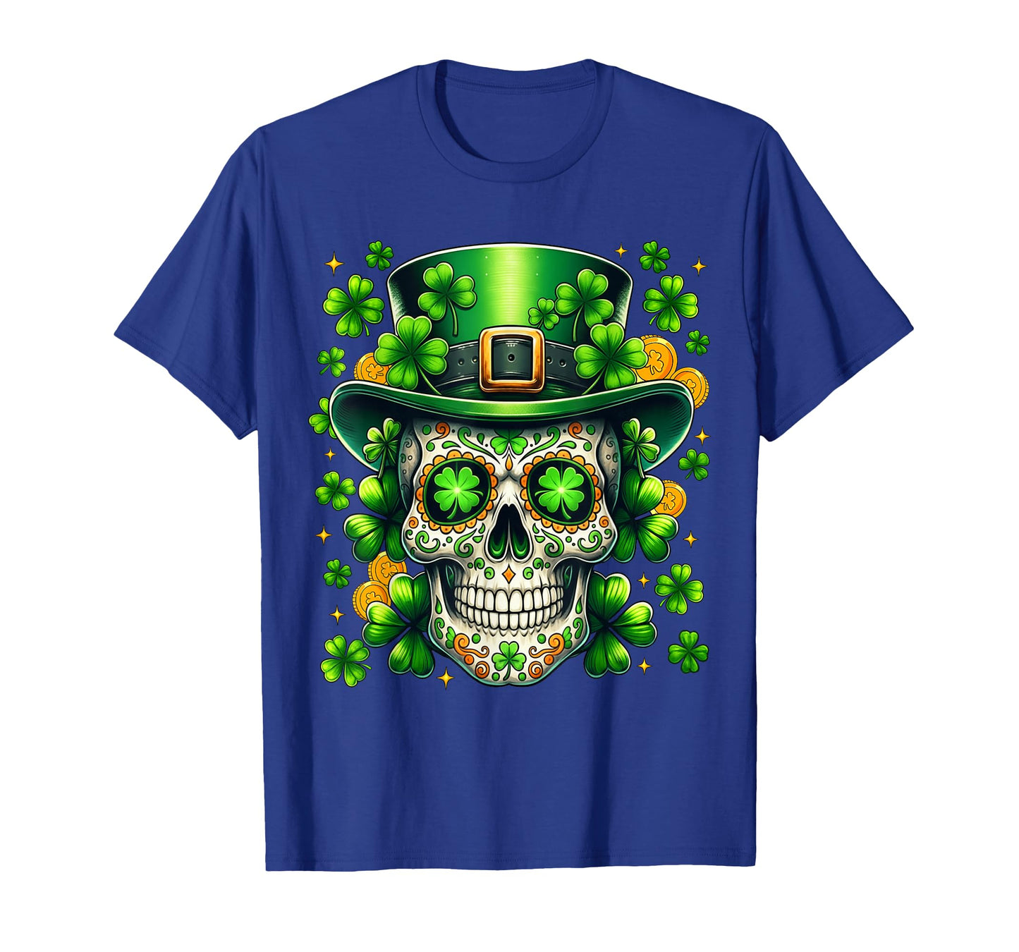 Sugar Skull St Patricks Day of The Dead Lucky Shamrock Men T-Shirt