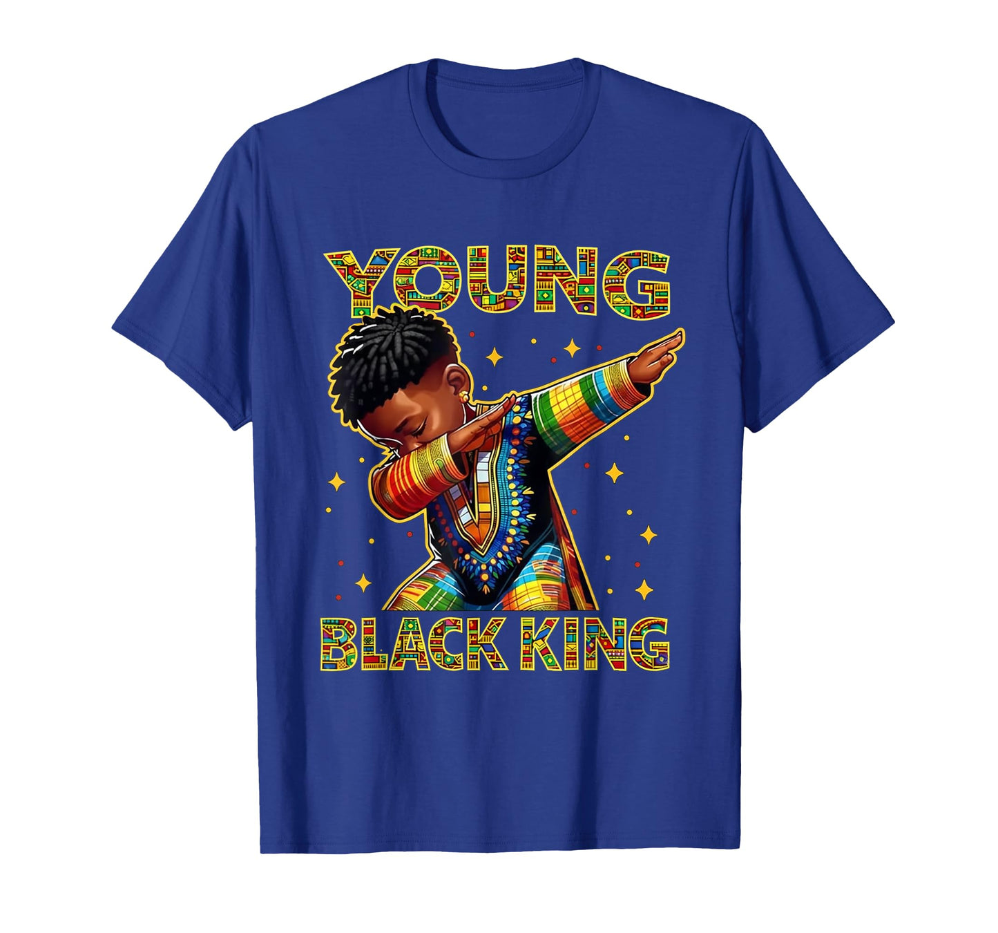 Boys African Kente Print Little Kids with King Kente Tee T-Shirt