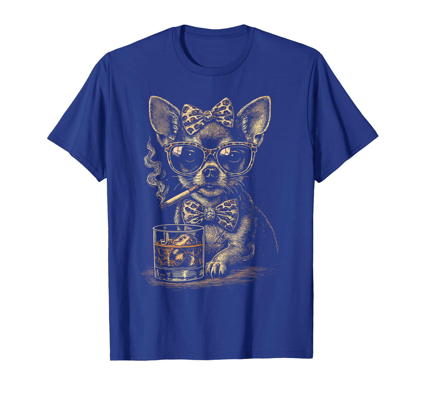 Chihuahua Smoking Cigarette Whisky Lover Funny Chihuahua Dog T-Shirt