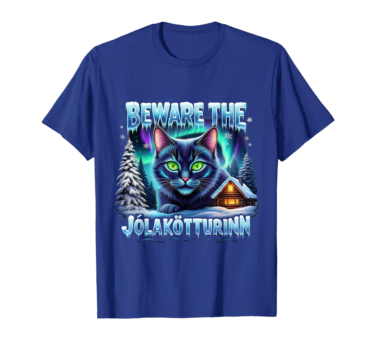Beware The Jólakötturinn Christmas Cat Iceland Design T-Shirt